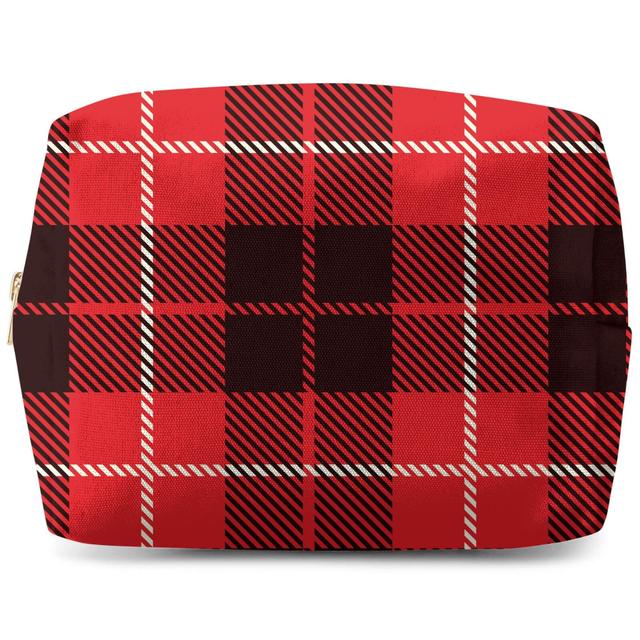 Black, Red And White Large Box Tartan Wash Bag on Productcaster.