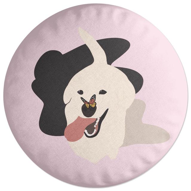 Decorsome Dog With Butterfly Nose Round Cushion on Productcaster.