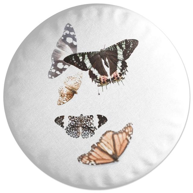 Decorsome Isolated Butterflies Round Cushion on Productcaster.