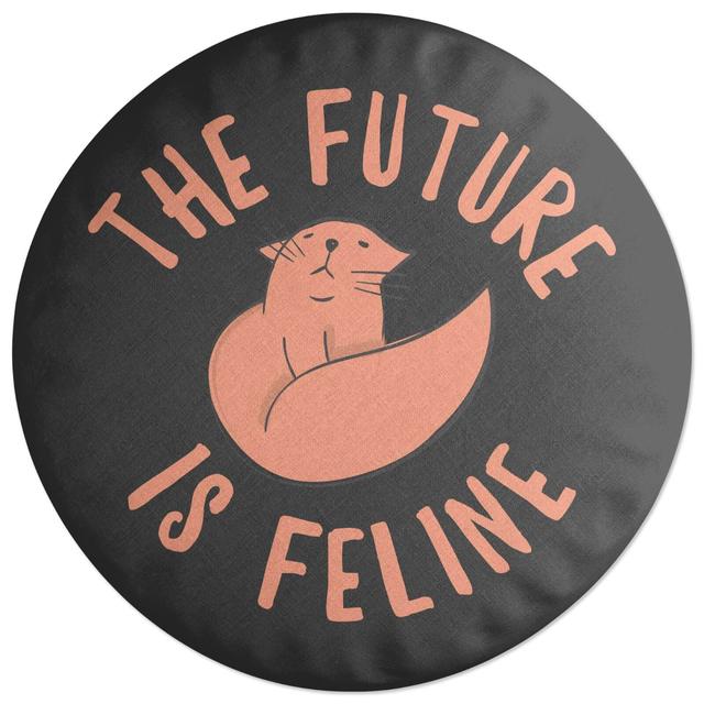 Decorsome The Future Is Feline Round Cushion on Productcaster.