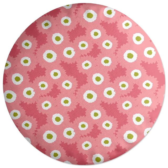 Decorsome Retro Fuzzy Flowers Round Cushion on Productcaster.