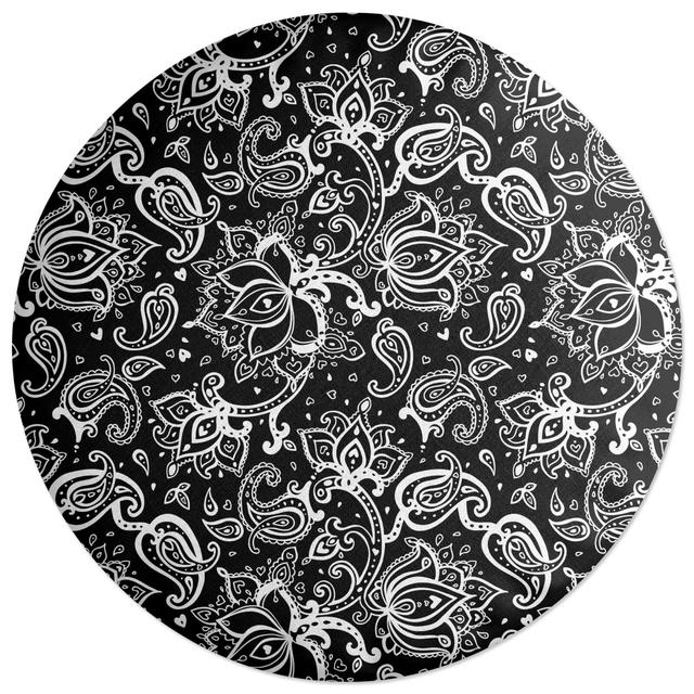 Decorsome Monochrome Floral Paisley Round Cushion on Productcaster.