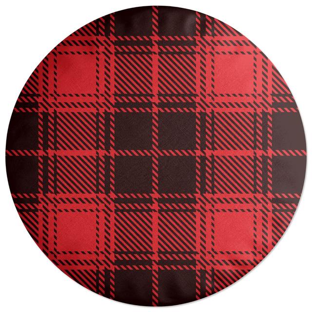 Decorsome Red & Black Box Tartan Round Cushion on Productcaster.