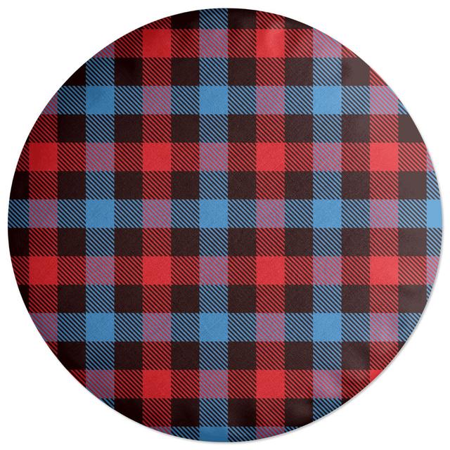 Decorsome Red, Blue & Black Checkered Tartan Round Cushion on Productcaster.