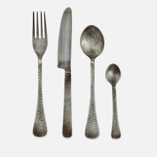 Nkuku Huri Cutlery - Burnt Silver - Set of 16 Metallic on Productcaster.