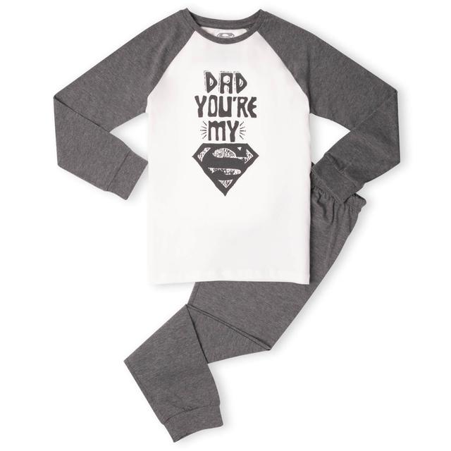 DC Dad You're My Superman Kids' Pyjamas - White/Grey - 9-10 Years - White/Grey on Productcaster.