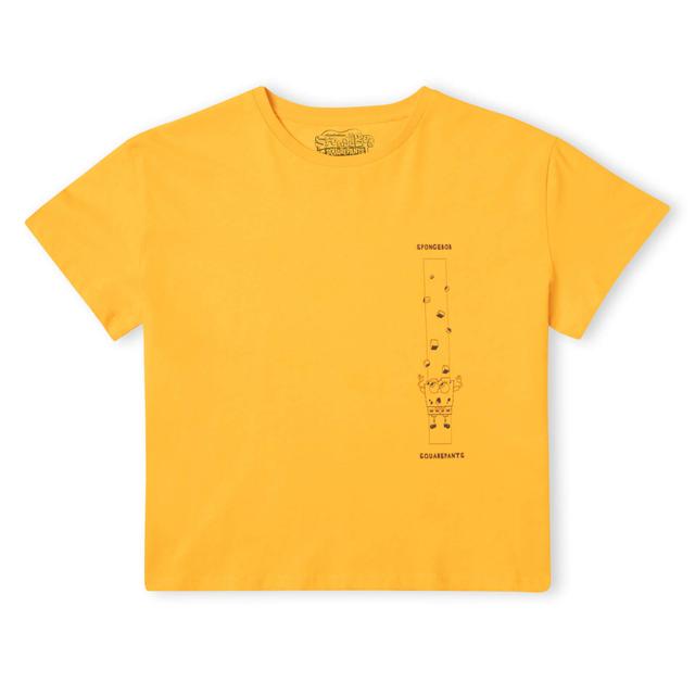 Spongebob Squarepants Fragmented Spongebob Women's Cropped T-Shirt - Mustard - XS on Productcaster.