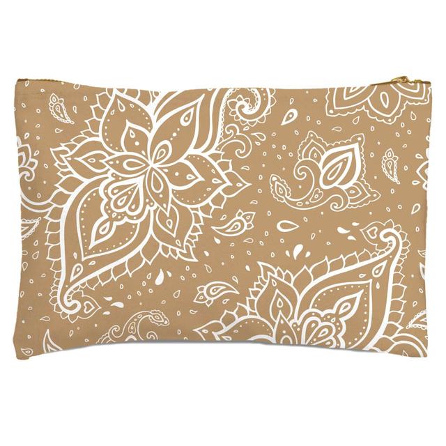 Dark Beige Paisley Zipped Pouch on Productcaster.