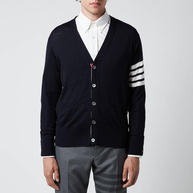 Thom Browne Men's 4-Bar Sustainable Classic V-Neck Cardigan - Navy - 3/L on Productcaster.