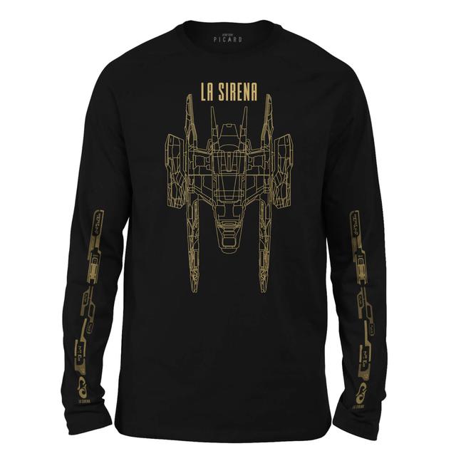 Star Trek: Picard La Sirena Wireframe Unisex Long Sleeve T-Shirt - Black - M on Productcaster.