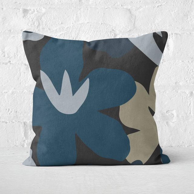 Abstract Navy Flowers Square Cushion - 40x40cm - Soft Touch on Productcaster.