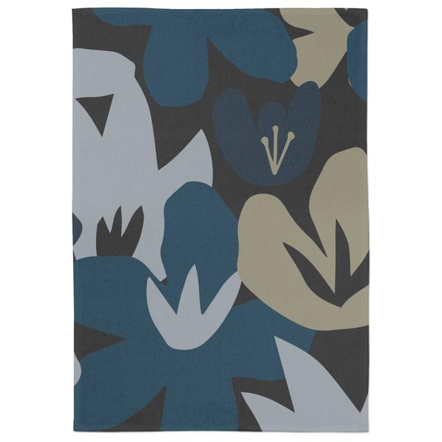 Abstract Navy Floral Tea Towel on Productcaster.