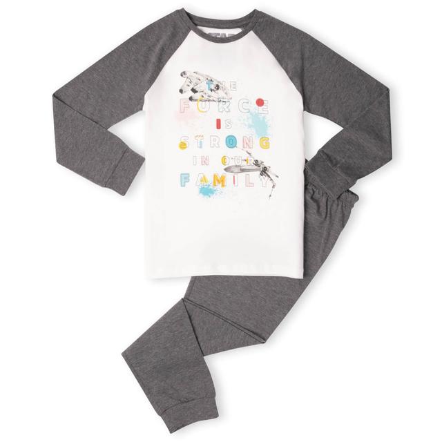 Star Wars The Force Is Strong In Our Family Kids' Pyjamas - White/Grey - 11-12 Jahre - White/Grey on Productcaster.