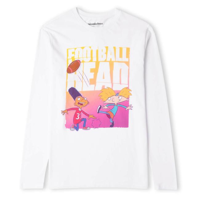 Nickelodeon Hey Arnold Football Head Men's Long Sleeve T-Shirt - White - XS - Blanc on Productcaster.