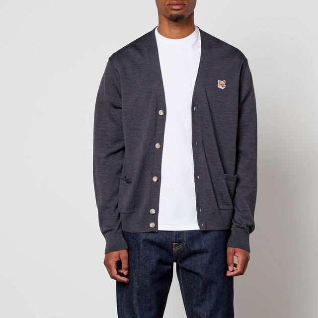 Maison Kitsuné Men's Fox Head Patch Classic Cardigan - Anthracite Melange - M on Productcaster.