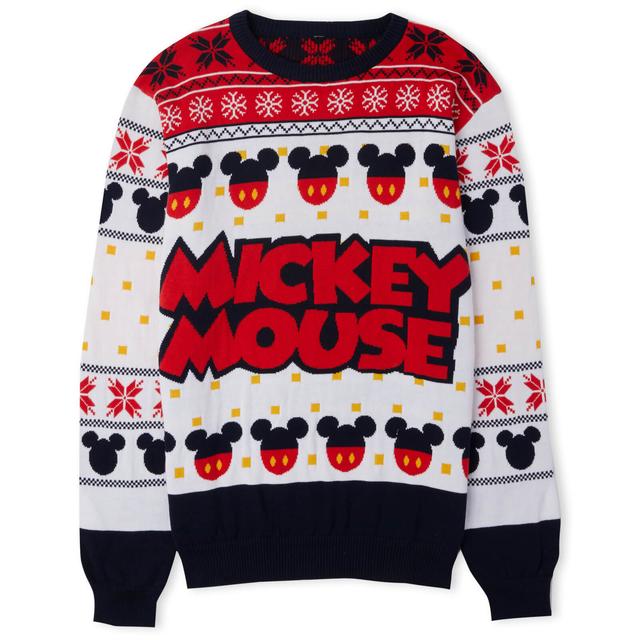 Mickey Mouse Christmas Knitted Jumper White - L on Productcaster.