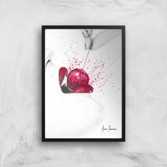 Little Sweet Cherry Giclee Art Print - A3 - Black Frame on Productcaster.