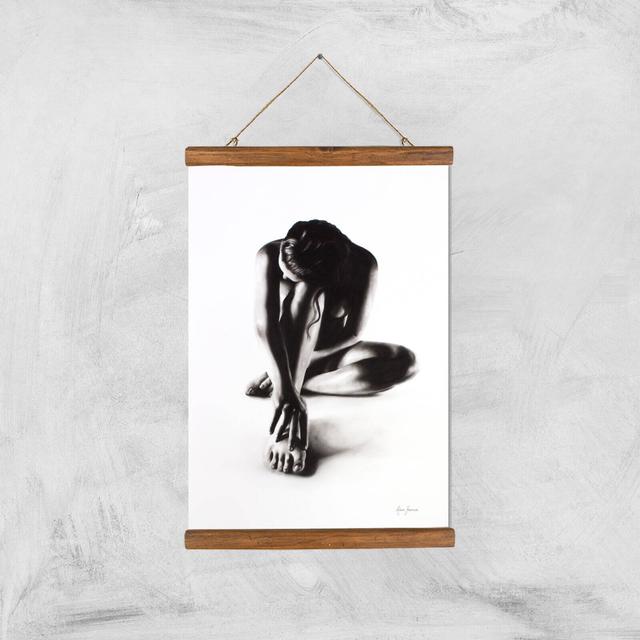 Nude Woman Charcoal Study 41 Giclee Art Print - A3 - Wooden Hanger on Productcaster.