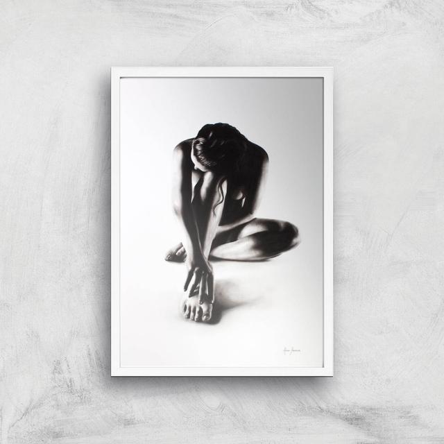 Nude Woman Charcoal Study 41 Giclee Art Print - A3 - White Frame on Productcaster.