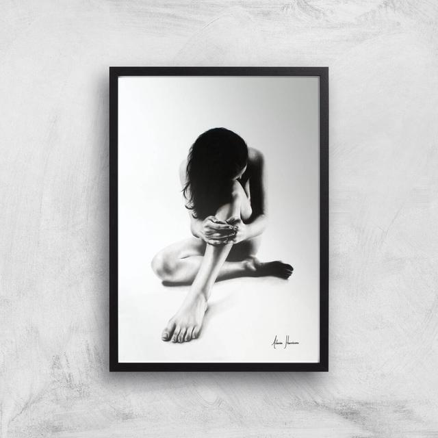 Nude Woman Charcoal Study 51 Giclee Art Print - A3 - Black Frame on Productcaster.