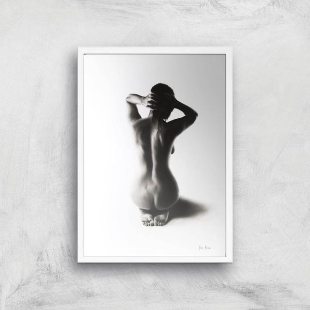 Nude Woman Charcoal Study 57 Giclee Art Print - A2 - White Frame on Productcaster.