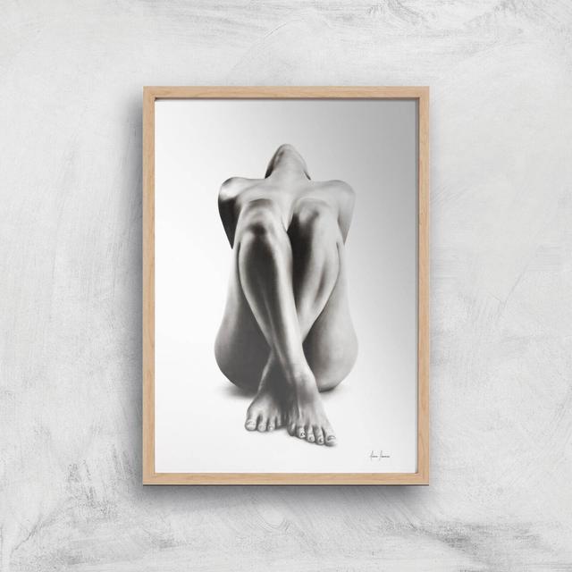 Nude Woman Charcoal Study 63 Giclee Art Print - A3 - Wooden Frame on Productcaster.