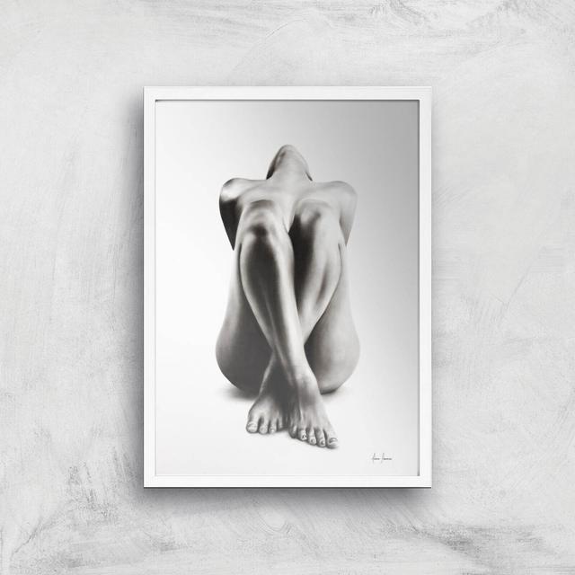 Nude Woman Charcoal Study 63 Giclee Art Print - A3 - White Frame on Productcaster.