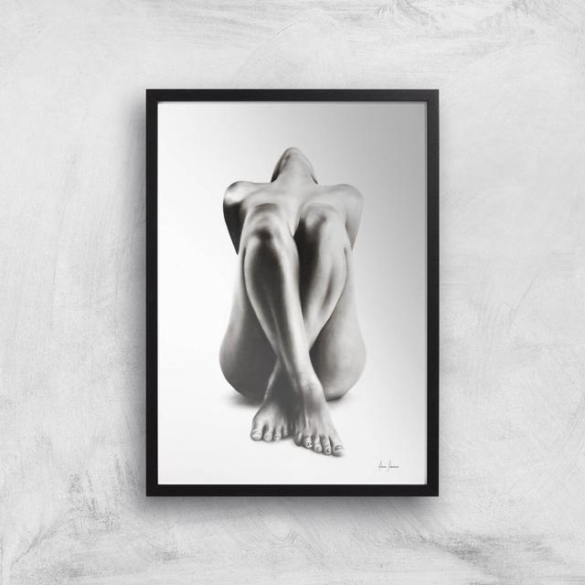 Nude Woman Charcoal Study 63 Giclee Art Print - A3 - Black Frame on Productcaster.