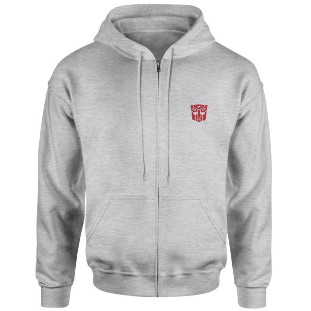 Transformers Autobot Embroidered Unisex Zipped Hoodie - Grey - S on Productcaster.