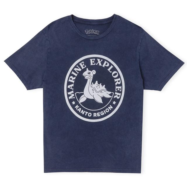 Pokémon Marine Explorer Unisex T-Shirt - Navy Acid Wash - XXL on Productcaster.