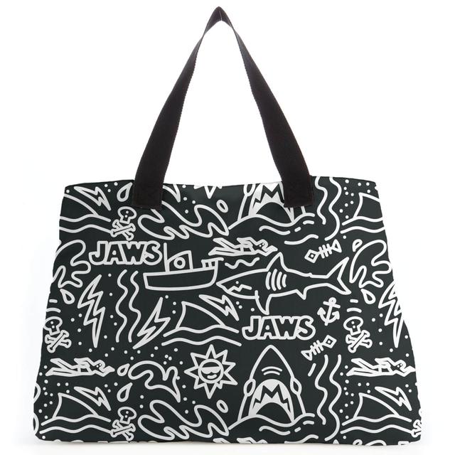 Bolso tote Doodle negro de Jaws on Productcaster.