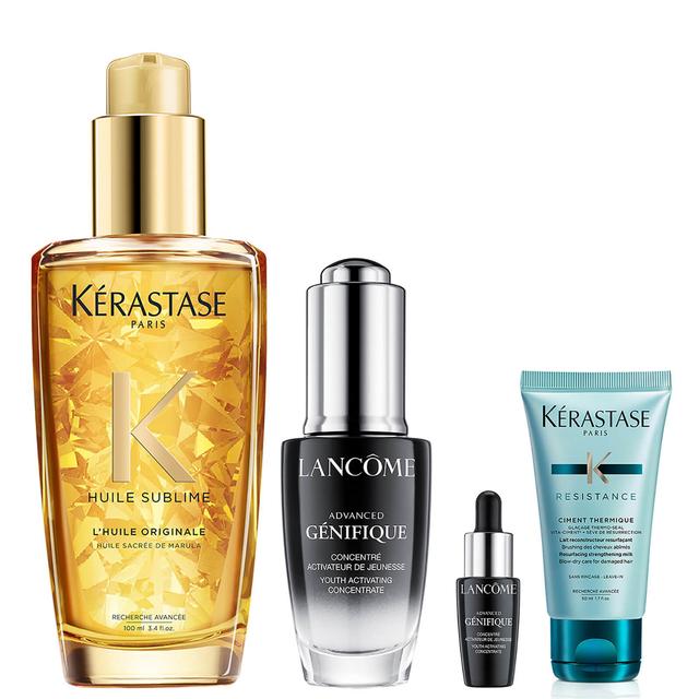 Lancôme and Kérastase Genifique Serum and Elixir Oil - Glowing Bundle (Worth £90.13) on Productcaster.