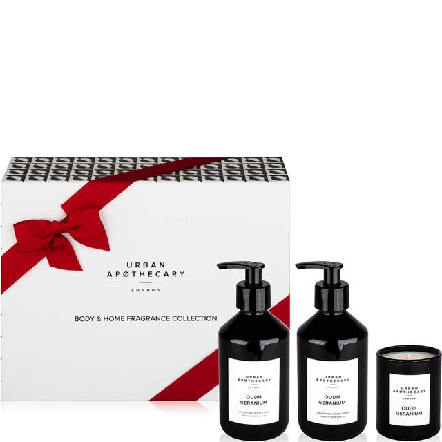 Urban Apothecary Oudh Geranium Body + Home Collection - 300ml Wash, Lotion and 70g Candle Black on Productcaster.