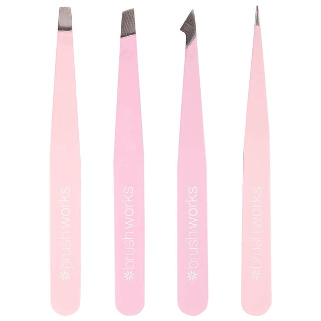 Brushworks HD 4 Piece Combination Tweezer Set - Pink on Productcaster.