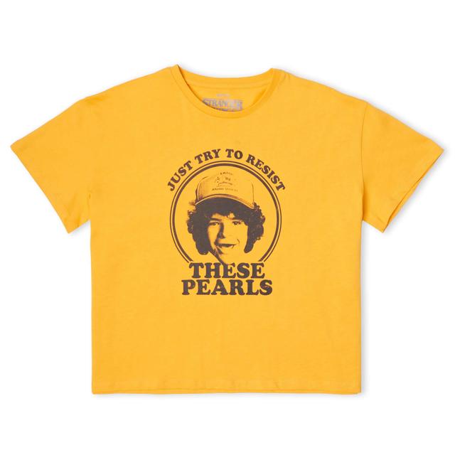 Camiseta corta para mujer Dustin's Pearls de Stranger Things - Mustard - XL - Mustard on Productcaster.