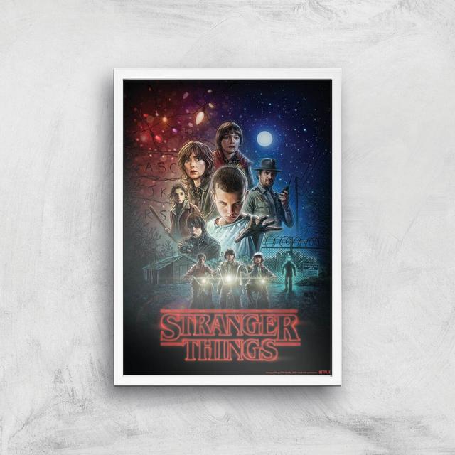 Stranger Things Season One Poster Giclee Art Print - A4 - White Frame on Productcaster.