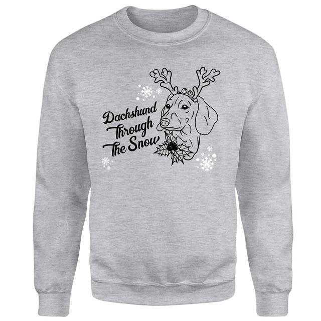 Dachshund Through The Snow Unisex Christmas Jumper - Grey - S - Grey on Productcaster.