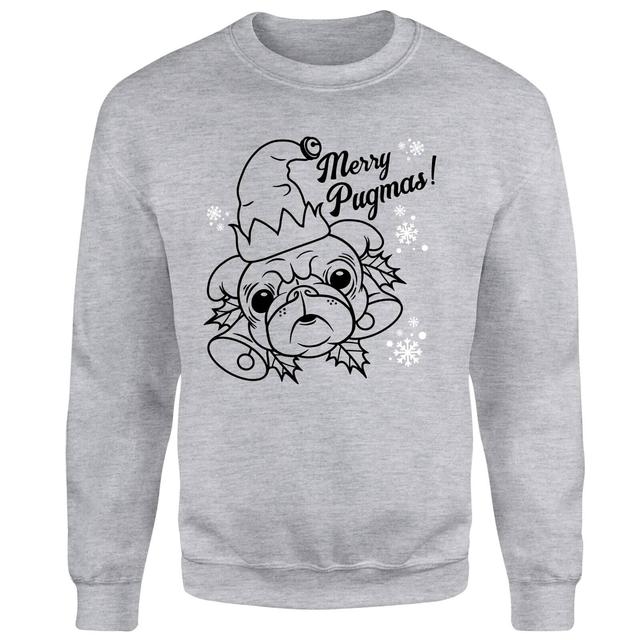 Merry Pugmas Unisex Christmas Jumper - Grey - XXL - Grey on Productcaster.