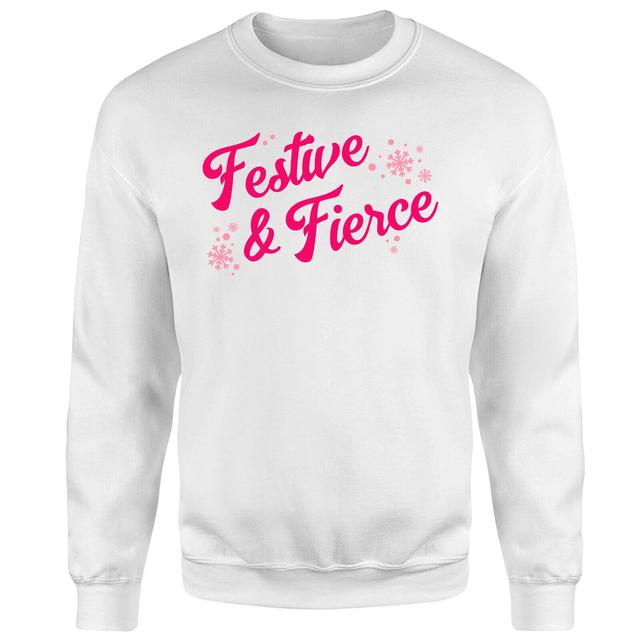 Snowy Festive & Fierce Unisex Christmas Jumper - White - XXL on Productcaster.