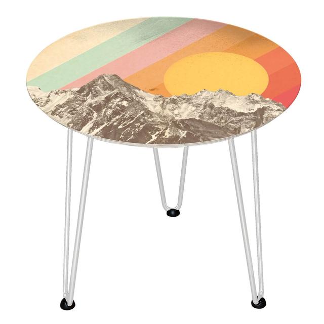 Decorsome Mountainscape Wooden Side Table - Weiß on Productcaster.