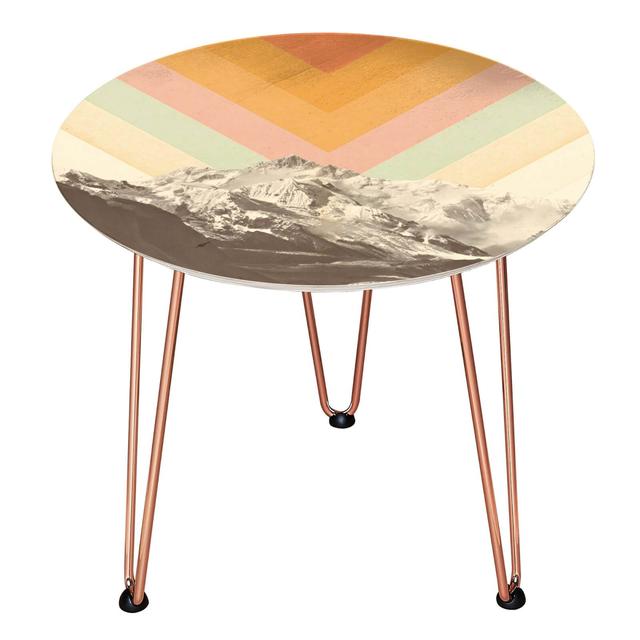 Decorsome Mountainscape Triangles Wooden Side Table - Gold on Productcaster.