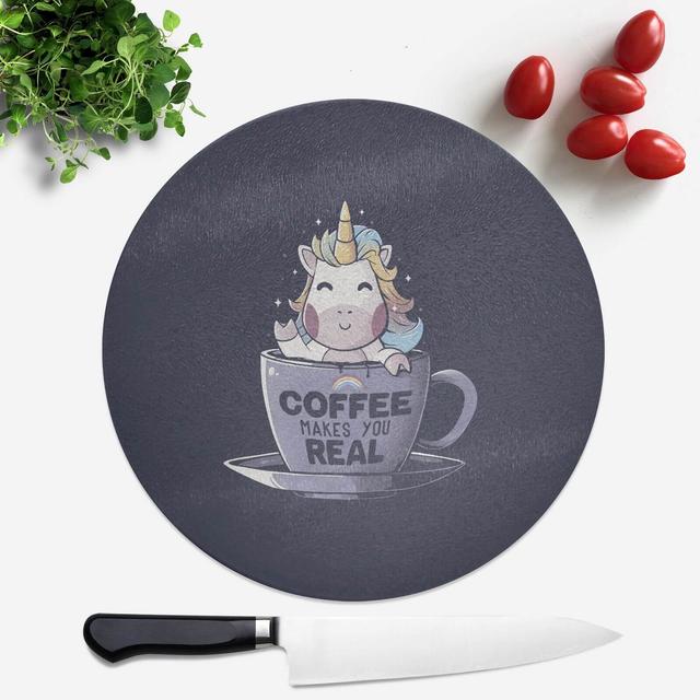 Coffee Makes You Real Round Chopping Board on Productcaster.