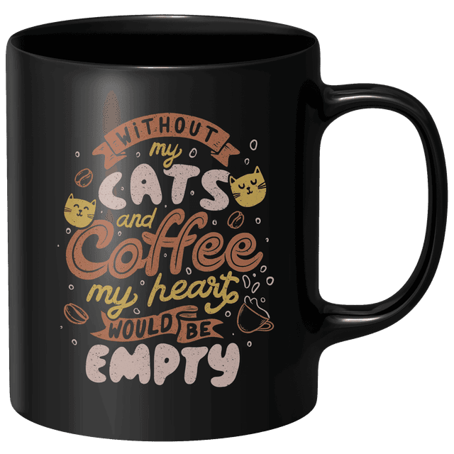 Cats And Coffee Mug - Black Schwarz on Productcaster.