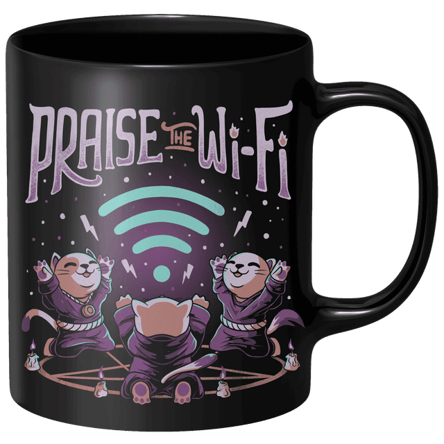 Praise The Wifi Mug - Black Schwarz on Productcaster.