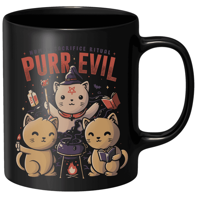 Purr Evil Mug - Black Schwarz on Productcaster.