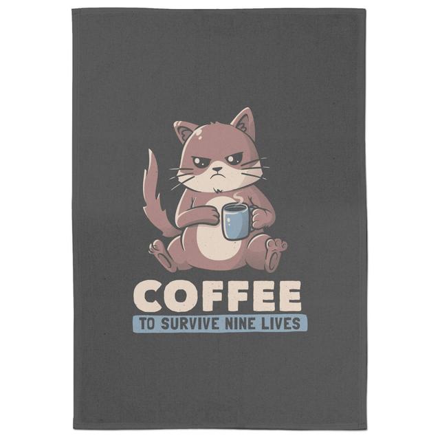 Coffee To Survive Nine Lives Tea Towel on Productcaster.