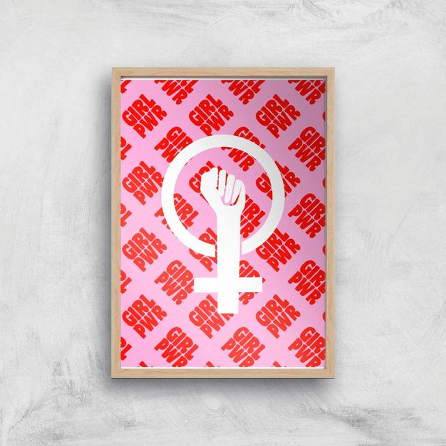 Feminist Girl Power Woo Giclee Art Print - A4 - Wooden Frame on Productcaster.