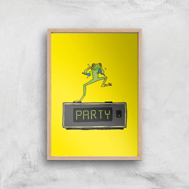 Party Frog Giclee Art Print - A2 - Wooden Frame on Productcaster.