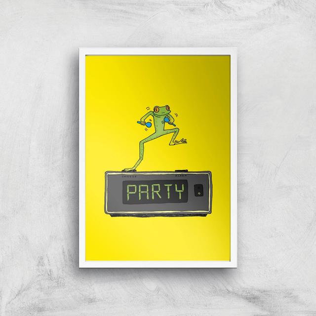 Party Frog Giclee Art Print - A2 - White Frame on Productcaster.