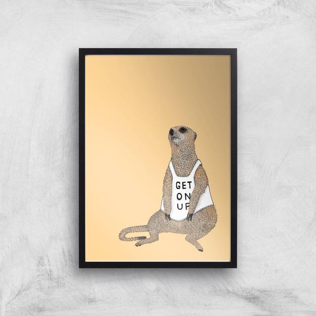 Mellow Meerkat Giclee Art Print - A3 - Black Frame on Productcaster.